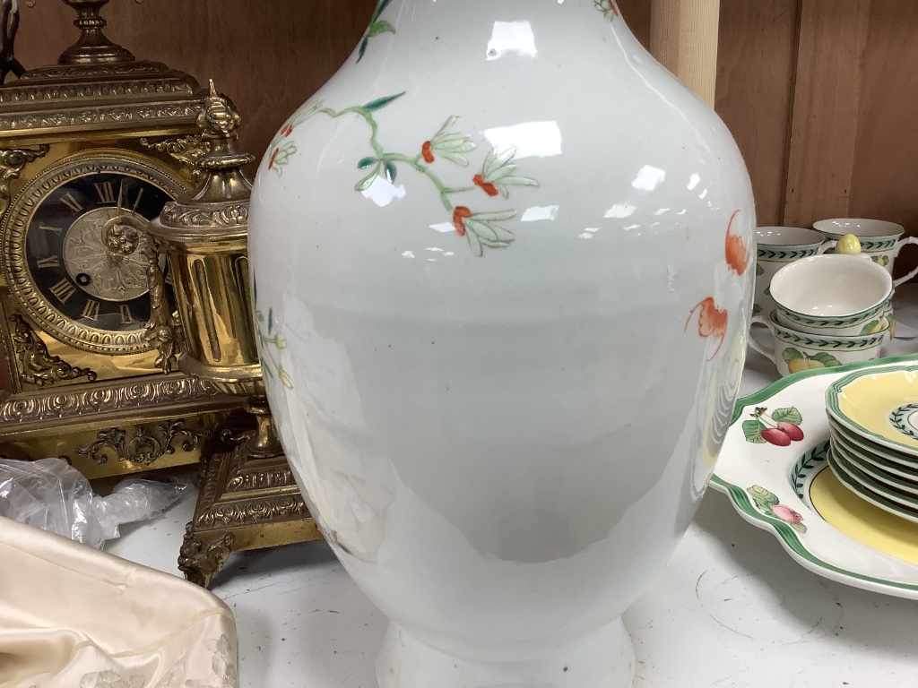 A pair of Chinese famille rose vases, height 40cm